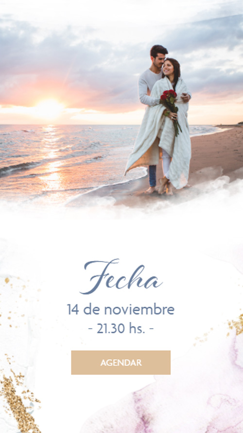 invitacion digital virtual boda manchas azul acuarela agenda de fecha calendario save the date